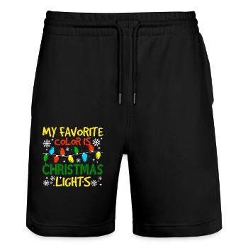 My Favorite Colors Is Christmas Lights - Stanley/Stella Trainer Unisex Organic Jogging Shorts - black - Front - Nik (191cm) & Marisol (170cm)