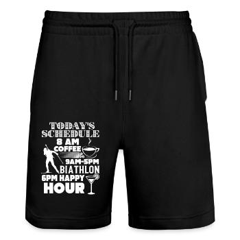 Biathlon Today's Schedule - Stanley/Stella Trainer Unisex Organic Jogging Shorts - black - Front - Nik (191cm) & Marisol (170cm)