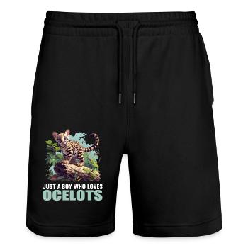 Ocelots Ocelot - Stanley/Stella Trainer Unisex Organic Jogging Shorts - black - Front - Nik (191cm) & Marisol (170cm)