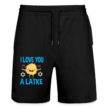 Chanukkah - Stanley/Stella Unisex Bio Joggingshorts Trainer  - Schwarz - Vorne - Nik (191cm) & Marisol (170cm)