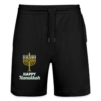 Chanukkah - Stanley/Stella Unisex Bio Joggingshorts Trainer  - Schwarz - Vorne - Nik (191cm) & Marisol (170cm)