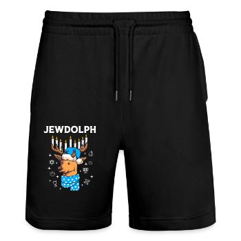 Chanukkah - Stanley/Stella Unisex Bio Joggingshorts Trainer  - Schwarz - Vorne - Nik (191cm) & Marisol (170cm)