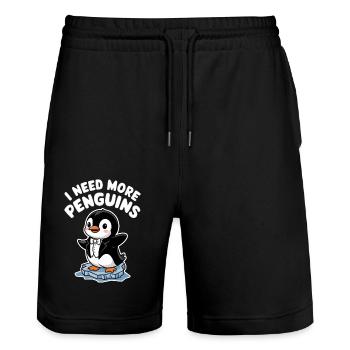 Ich Brauche Mehr Pinguine Lustiger Pinguin - Stanley/Stella Unisex Bio Joggingshorts Trainer  - Schwarz - Vorne - Nik (191cm) & Marisol (170cm)