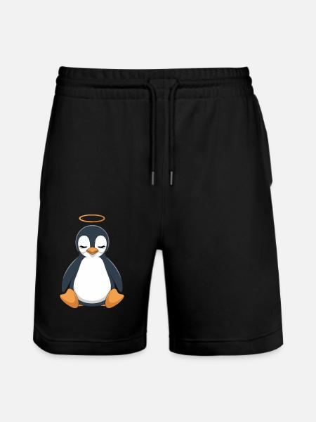 Cute penguin with halo - Stanley/Stella Trainer Unisex Organic Jogging Shorts - black