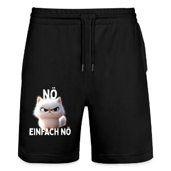 Nö Einfach Nö Katze Nein Faul Neinsager Katzen - Stanley/Stella Unisex Bio Joggingshorts Trainer  - Schwarz - Vorne - Nik (191cm) & Marisol (170cm)