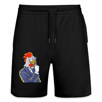 Hühner Agent Offizier Detektiv - Stanley/Stella Unisex Bio Joggingshorts Trainer  - Schwarz - Vorne - Nik (191cm) & Marisol (170cm)