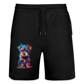 Chien - Short de jogging bio TRAINER Stanley/Stella unisexe - noir - Devant - Nik (191cm) & Marisol (170cm)