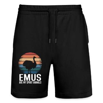 Emu Dire Australie Emus Drôle Cadeau D’émeu - Short de jogging bio TRAINER Stanley/Stella unisexe - noir - Devant - Nik (191cm) & Marisol (170cm)