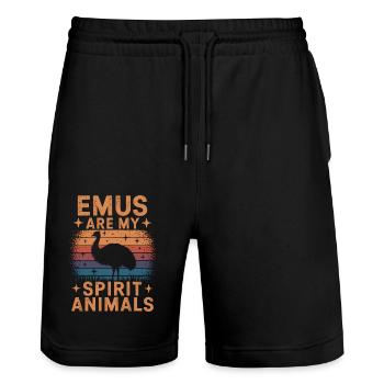 Emu Dire Australie Emus Drôle Cadeau D’émeu - Short de jogging bio TRAINER Stanley/Stella unisexe - noir - Devant - Nik (191cm) & Marisol (170cm)