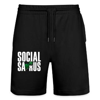 Social Saurus Dinosaur Lustig - Stanley/Stella Unisex Bio Joggingshorts Trainer  - Schwarz - Vorne - Nik (191cm) & Marisol (170cm)