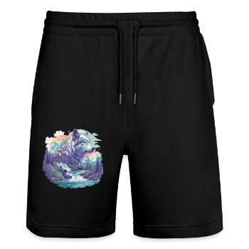 Loups Loup - Short de jogging bio TRAINER Stanley/Stella unisexe - noir - Devant - Nik (191cm) & Marisol (170cm)