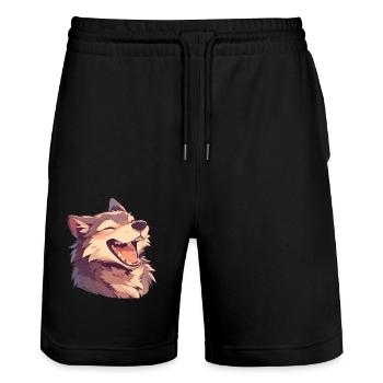 Loups Loup - Short de jogging bio TRAINER Stanley/Stella unisexe - noir - Devant - Nik (191cm) & Marisol (170cm)