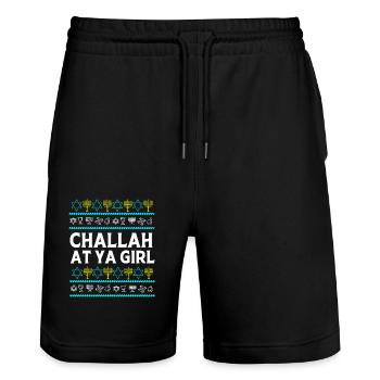 Hanoucca - Short de jogging bio TRAINER Stanley/Stella unisexe - noir - Devant - Nik (191cm) & Marisol (170cm)