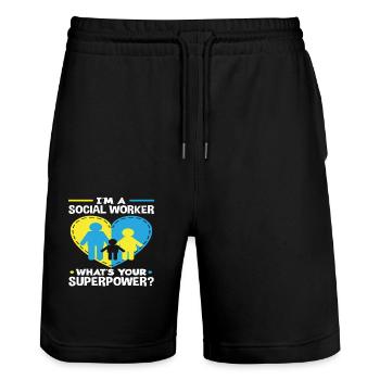 Ich Bin Ein Sozialarbeiter Was Ist Deine - Stanley/Stella Unisex Bio Joggingshorts Trainer  - Schwarz - Vorne - Nik (191cm) & Marisol (170cm)