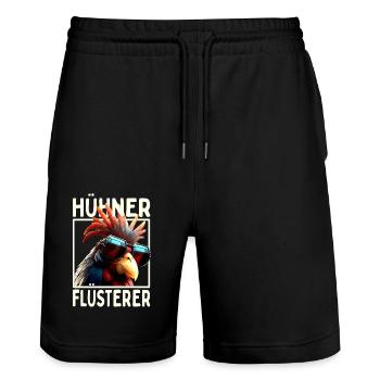 Chickens Whisperer Rooster Chicken Daddy Farmer Chicken - Stanley/Stella Trainer Unisex Organic Jogging Shorts - black - Front - Nik (191cm) & Marisol (170cm)