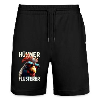 Chickens Whisperer Rooster Chicken Daddy Farmer Chicken - Stanley/Stella Trainer Unisex Organic Jogging Shorts - black - Front - Nik (191cm) & Marisol (170cm)