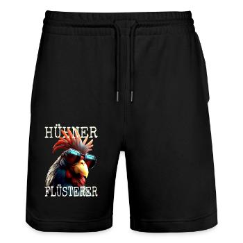 Chickens Whisperer Rooster Chicken Daddy Farmer Chicken - Stanley/Stella Trainer Unisex Organic Jogging Shorts - black - Front - Nik (191cm) & Marisol (170cm)