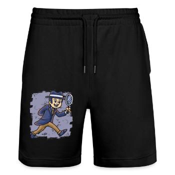 Service-Agent Offizier Detektiv - Stanley/Stella Unisex Bio Joggingshorts Trainer  - Schwarz - Vorne - Nik (191cm) & Marisol (170cm)