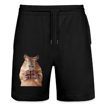 Wasserschwein - Stanley/Stella Unisex Bio Joggingshorts Trainer  - Schwarz - Vorne - Nik (191cm) & Marisol (170cm)
