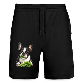 Hund - Stanley/Stella Unisex Bio Joggingshorts Trainer  - Schwarz - Vorne - Nik (191cm) & Marisol (170cm)