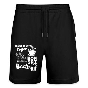 Things To Do Coffee Bonsai And Beer - Stanley/Stella Trainer Unisex Organic Jogging Shorts - black - Front - Nik (191cm) & Marisol (170cm)