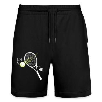 Funny Tennis Player Racket Life Me - Stanley/Stella Unisex Bio Joggingshorts Trainer  - Schwarz - Vorne - Nik (191cm) & Marisol (170cm)