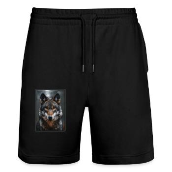 Loups Loup - Short de jogging bio TRAINER Stanley/Stella unisexe - noir - Devant - Nik (191cm) & Marisol (170cm)