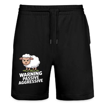 Attention Mouton Passif Agressif - Short de jogging bio TRAINER Stanley/Stella unisexe - noir - Devant - Nik (191cm) & Marisol (170cm)