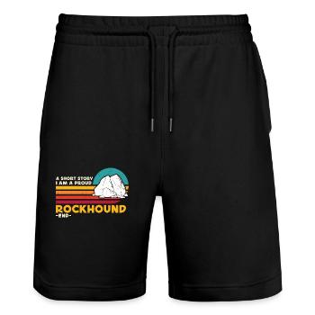 Rockhounding A Short Story I Am A Fossil Collector - Stanley/Stella Trainer Unisex Organic Jogging Shorts - black - Front - Nik (191cm) & Marisol (170cm)