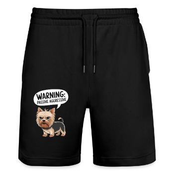 Attention : Avertissement de chien passif agressif - Short de jogging bio TRAINER Stanley/Stella unisexe - noir - Devant - Nik (191cm) & Marisol (170cm)
