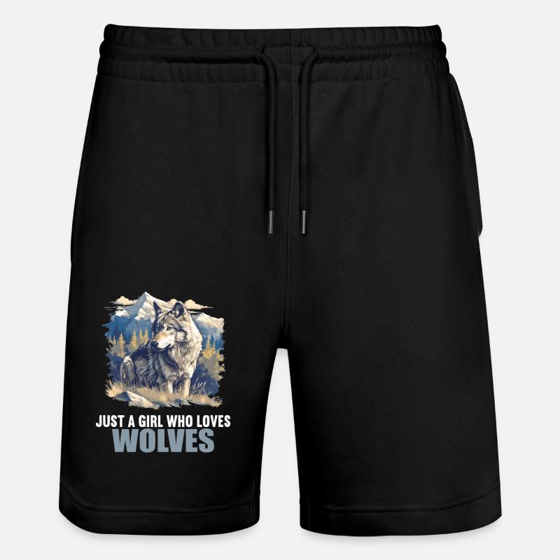 Wölfe Wolf - Stanley/Stella Unisex Bio Joggingshorts Trainer - Schwarz