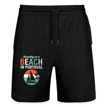 Portugal - Stanley/Stella Trainer Unisex Organic Jogging Shorts - black - Front - Nik (191cm) & Marisol (170cm)