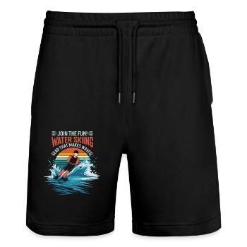 Joignez-vous à la fête ! Des équipements de ski nautique qui font des vagues ! - Short de jogging bio TRAINER Stanley/Stella unisexe - noir - Devant - Nik (191cm) & Marisol (170cm)