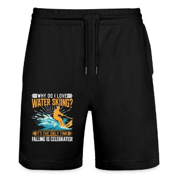 Why do I love water skiing? It’s the only time fal - Stanley/Stella Trainer Unisex Organic Jogging Shorts - black - Front - Nik (191cm) & Marisol (170cm)