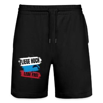 Paragliding - Fly High, Live Free - Stanley/Stella Trainer Unisex Organic Jogging Shorts - black - Front - Nik (191cm) & Marisol (170cm)