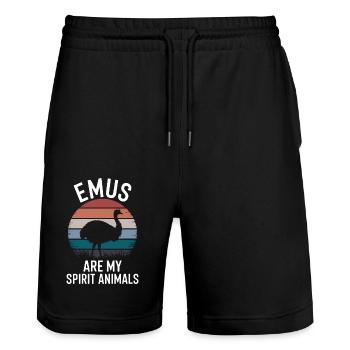 Emu Dire Australie Emus Drôle Cadeau D’émeu - Short de jogging bio TRAINER Stanley/Stella unisexe - noir - Devant - Nik (191cm) & Marisol (170cm)