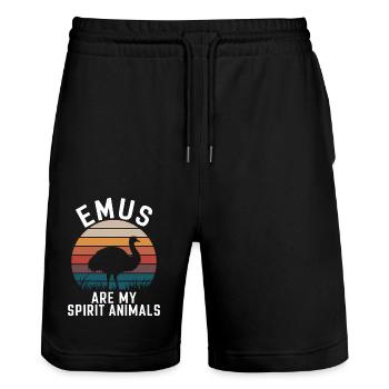 Emu Dire Australie Emus Drôle Cadeau D’émeu - Short de jogging bio TRAINER Stanley/Stella unisexe - noir - Devant - Nik (191cm) & Marisol (170cm)