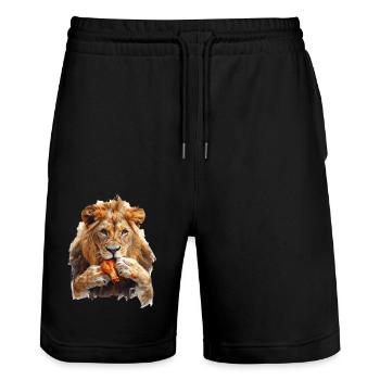 Löwe - Stanley/Stella Unisex Bio Joggingshorts Trainer  - Schwarz - Vorne - Nik (191cm) & Marisol (170cm)