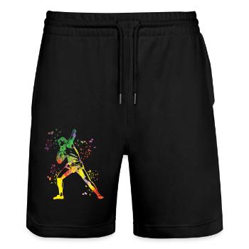 Lanceur de poids Colorsplash Lancer de poids - Short de jogging bio TRAINER Stanley/Stella unisexe - noir - Devant - Nik (191cm) & Marisol (170cm)