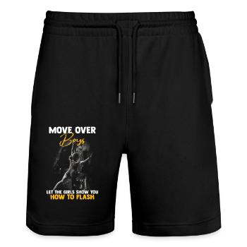Macht Platz Jungs Boulderer Bouldern - Stanley/Stella Unisex Bio Joggingshorts Trainer  - Schwarz - Vorne - Nik (191cm) & Marisol (170cm)