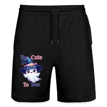 Adorable Ghost in a Witch's Hat – Too Cute to Boo - Stanley/Stella Trainer Unisex Organic Jogging Shorts - black - Front - Nik (191cm) & Marisol (170cm)