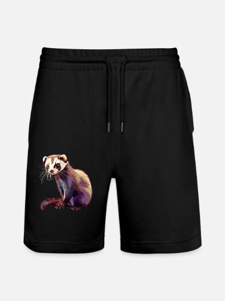 Ferret Frettchen - Stanley/Stella Trainer Unisex Organic Jogging Shorts - black