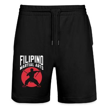 Arts Martiaux philippins Arnis Silhouette Design - Short de jogging bio TRAINER Stanley/Stella unisexe - noir - Devant - Nik (191cm) & Marisol (170cm)