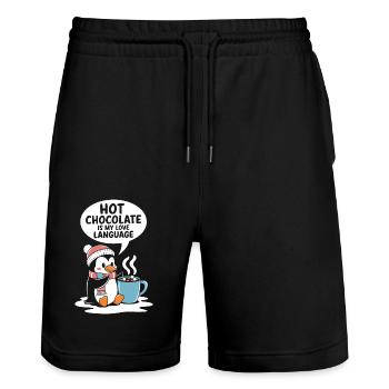 Heiße Schokolade Ist Meine Liebessprache - Stanley/Stella Unisex Bio Joggingshorts Trainer  - Schwarz - Vorne - Nik (191cm) & Marisol (170cm)