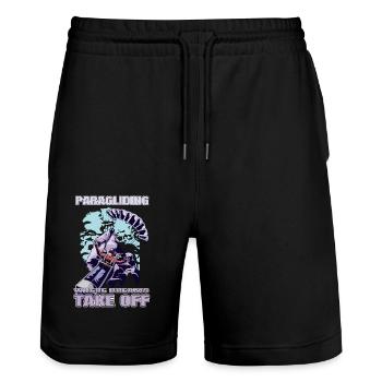 Paragliding – Where Dreams Take Off - Stanley/Stella Trainer Unisex Organic Jogging Shorts - black - Front - Nik (191cm) & Marisol (170cm)