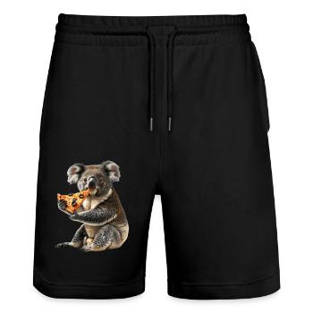 Koala - Short de jogging bio TRAINER Stanley/Stella unisexe - noir - Devant - Nik (191cm) & Marisol (170cm)