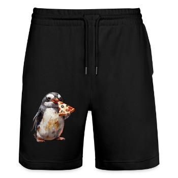 Penguin - Stanley/Stella Trainer Unisex Organic Jogging Shorts - black - Front - Nik (191cm) & Marisol (170cm)