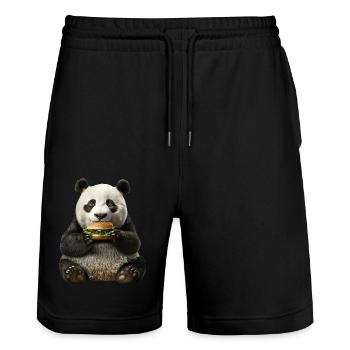 Panda - Stanley/Stella Unisex Bio Joggingshorts Trainer  - Schwarz - Vorne - Nik (191cm) & Marisol (170cm)