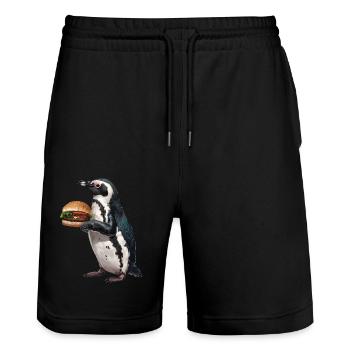 Penguin - Stanley/Stella Trainer Unisex Organic Jogging Shorts - black - Front - Nik (191cm) & Marisol (170cm)