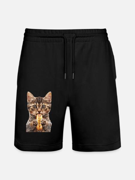 Katze - Stanley/Stella Unisex Bio Joggingshorts Trainer - Schwarz